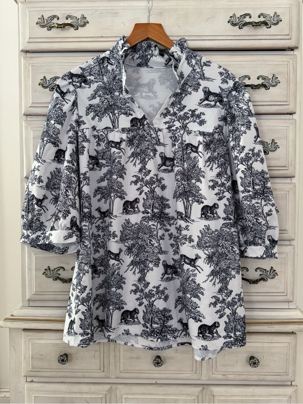 Unbranded Toile Euro Summer Blouse Top